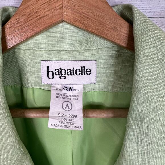 Bagatelle Womens size 22W VTG Linen Blazer Button Front Green Jacket New - Picture 6 of 8